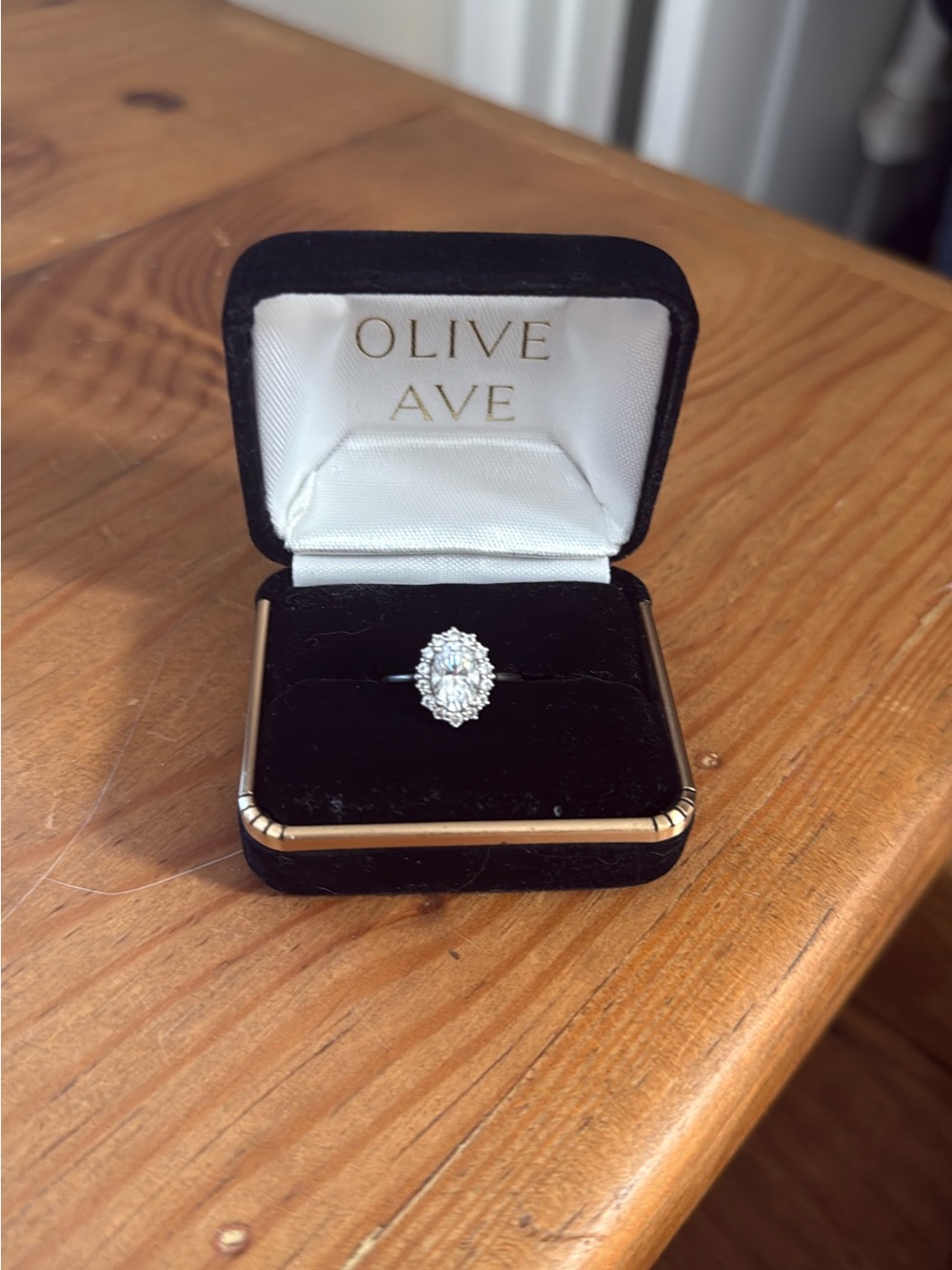 Oval Cut Halo Olive AveEngagement Ring